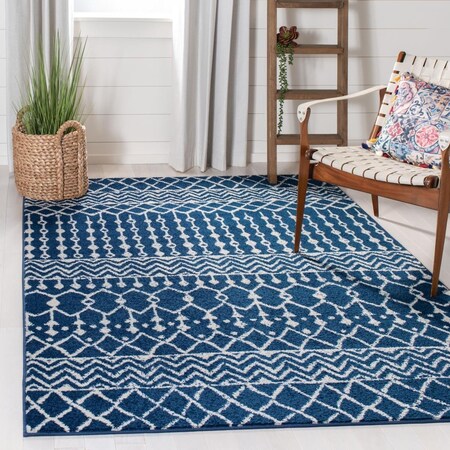 Safavieh 5 ft. 3 in. x 7 ft. 6 in. Tulum Rectangle Power Loomed Area RugNavy & Ivory TUL270N-5